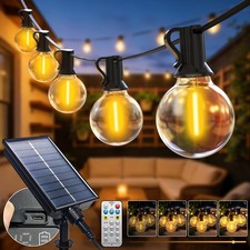 btfarm 20M/65FT Solar Festoon Lights Outdoor with Remote 25+2 LED Garden String