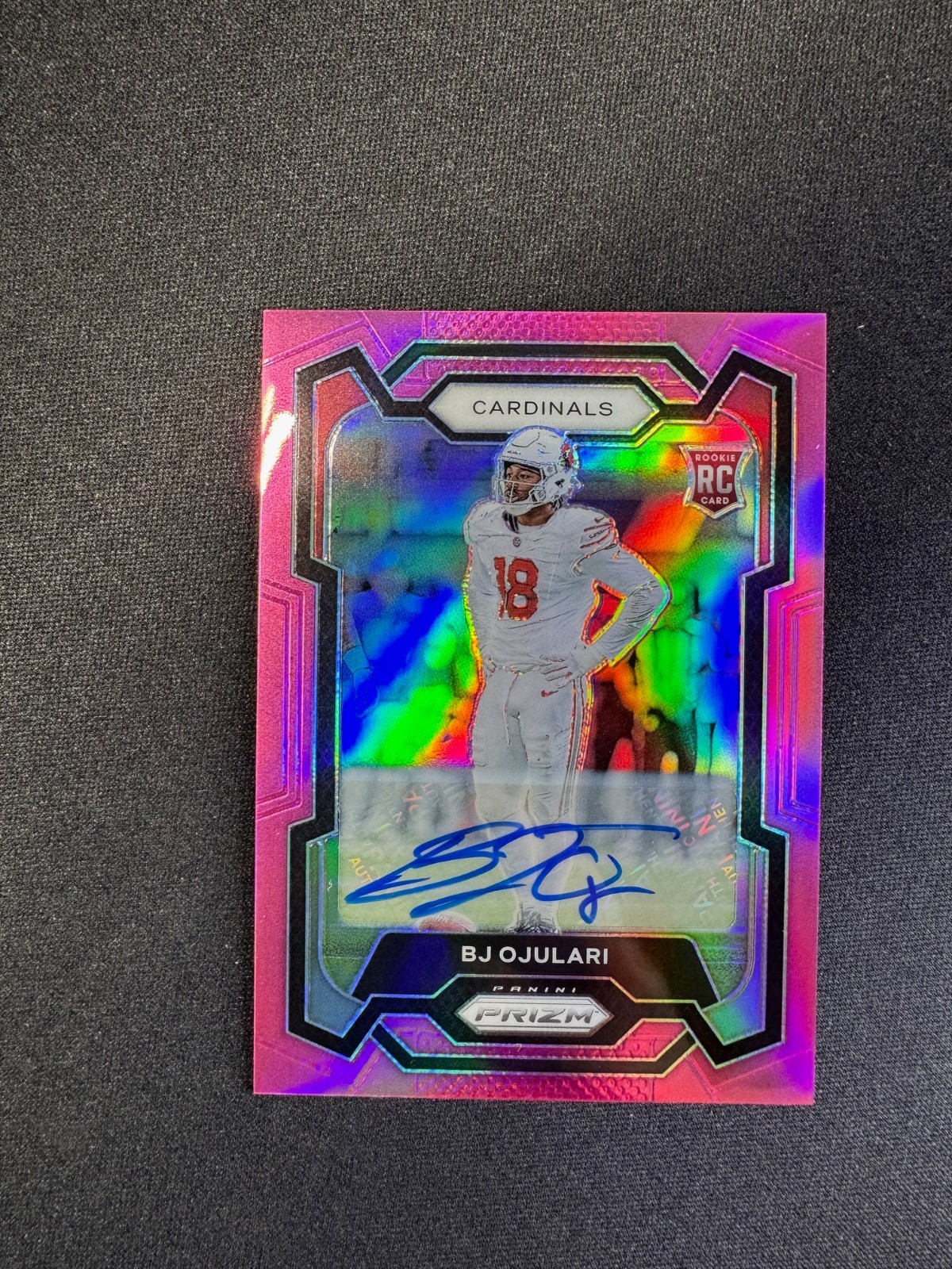 2023 Panini Prizm BJ Ojulari RC Auto Pink Prizm HOLO #301 Cardinals Rookie