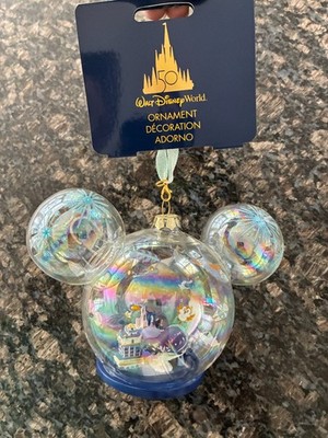 Mickey Glass Globe Ornament - Disney Parks 50th Anniversary Walt Disney World