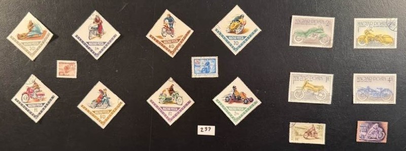 16 MOTORCYCLE STAMPS !!  Transportation. Topical.  Hungary, colorful  (Lot 237)