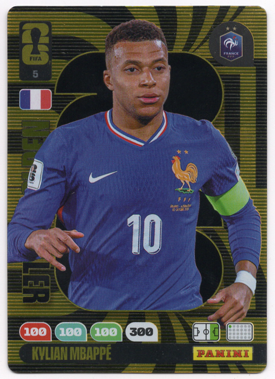 5 Kylian Mbappe (France) Golden Baller Panini Adrenalyn XL World