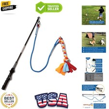 Interactive Flirt Pole Toy for Dogs Chase and Tug of War,Durable Teaser Wand ...