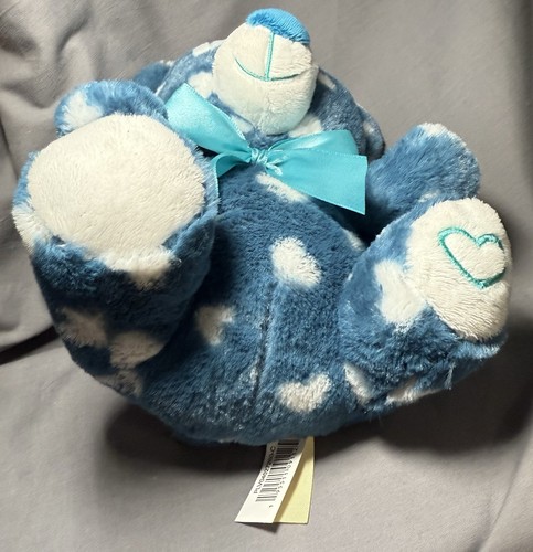 7 inch Mty International Blue Stuffed Animal Plush Bear Hearts Valentines Gift - Picture 5 of 14