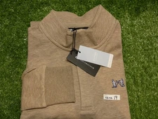 Travis Mathew Mens Cloud 1/4 Zip Sweatshirt NGLA Logo Portabella Beige Medium