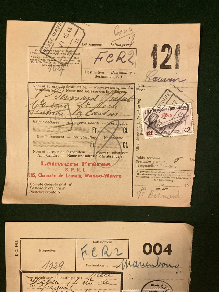 Бельгийская железнодорожная накладная лот товаров 1 Paturages Etterbeek Basse Wavre Anderlecht - Изображение 2 из 4