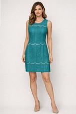 Adrianna Papell Womens size 12 Green Lace Overlay Sleeveless Shift Dress