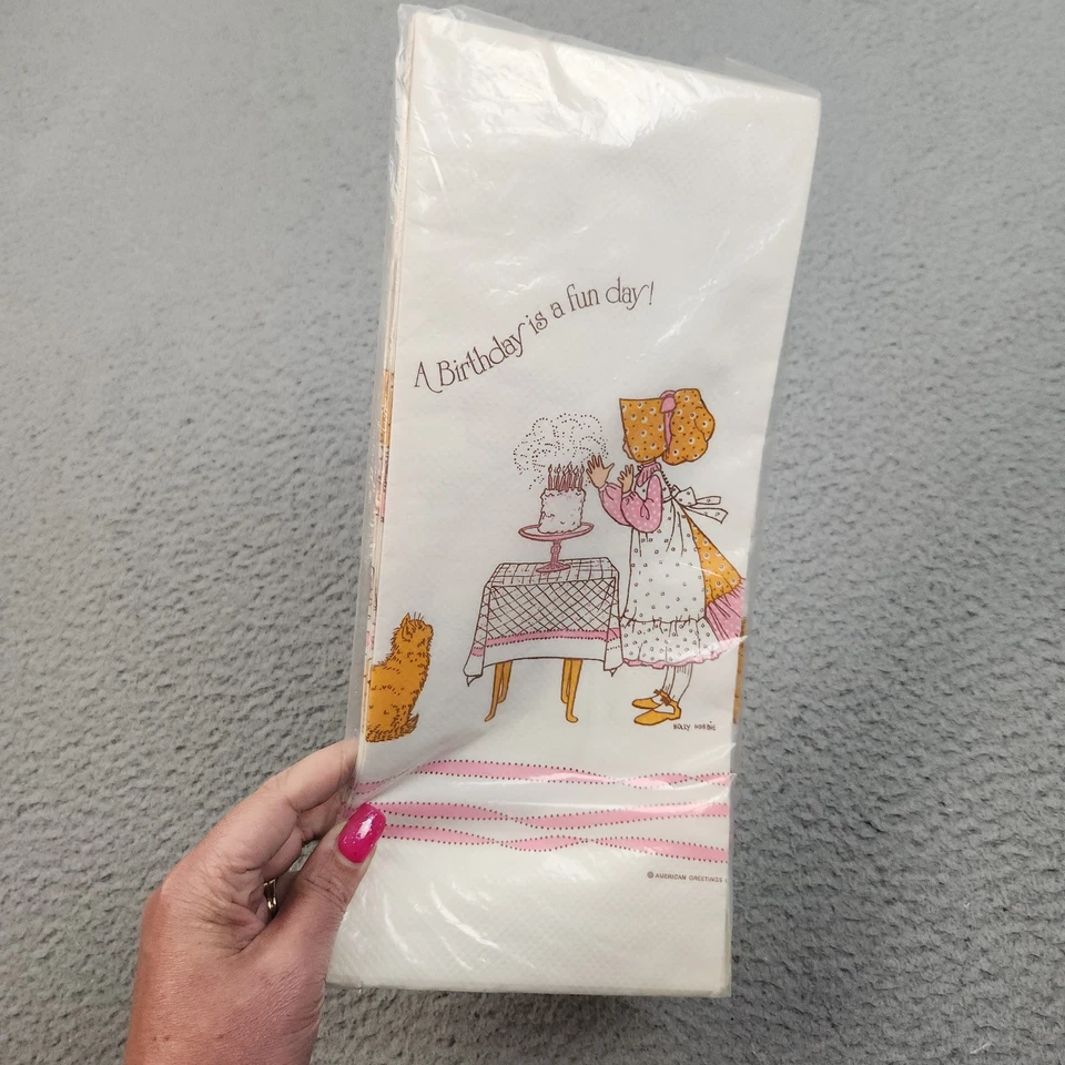 Mantel vintage Holly Hobbie fiesta de cumpleaños 54x96 nuevo sellado 1977 decoración EE. UU. Foto 3 de 4