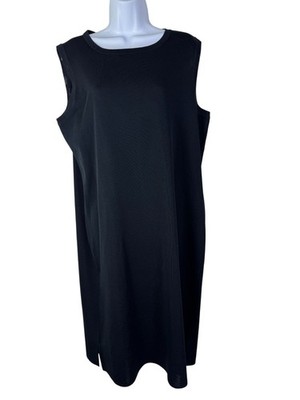 Ming Wang Black Sleeveless Shift Knit Dress Size XL Knee Ling Capsule Career
