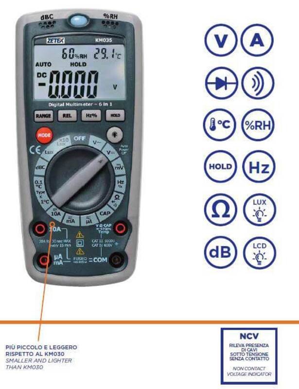 Multimètre numérique ZECA 403 compact avec cordons de test noirs