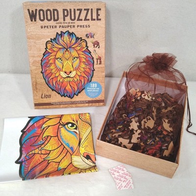 Peter Pauper Press Wood Puzzle Colorful Lion 189 Basswood Pcs 2022 NOB