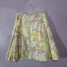 Talbots Skirt Womens 10P Green Paisley A-Line Cotton Lined Excellent Made in USA