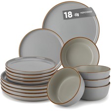 Geschirrset 6 Personen 18-tlg Steingut Tafelservice modern Spülmaschinen Mikr...