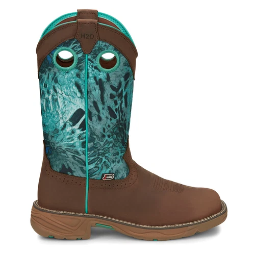 Justin Original Workboots Rush 11 Inch Waterproof Soft Toe Work Womens Blue Wor - Picture 1 of 5