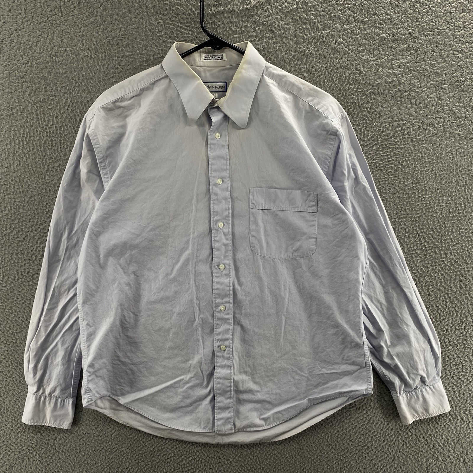 Camicia VINTAGE Yves Saint Laurent uomo 16 5 36 bottoni blu designer formale anni 90