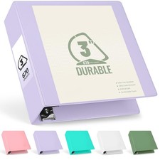 Office Binder 3 Inch, D Ring Design, 670 Sheets Capacity, 2 Pockets, Lavender