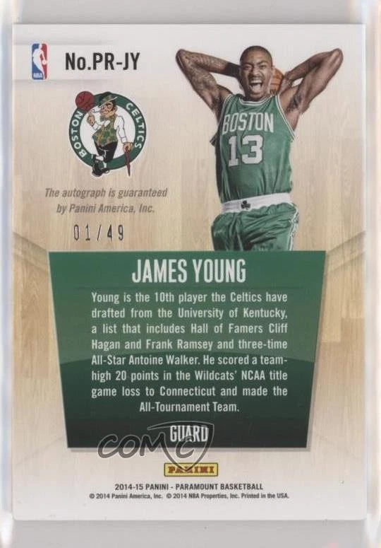 2014-15 Panini Paramount Penmanship Rookies Blue /49 James Young #PR-JY Auto RC - Image 2 of 2