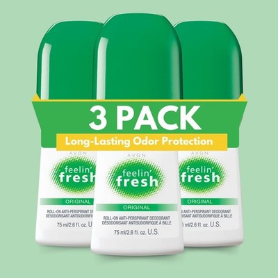 Avon Feeling Fresh Deodorant Antiperspirant Roll-On, 2.6 fl. oz (Pack of 3)