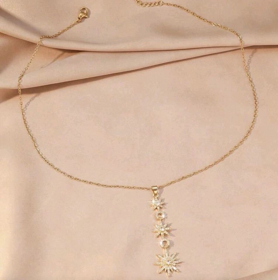 Collana Pendente Stile BOHEMIEN  Stelle Di Natale ZIRCONI - Immagine 4 di 4