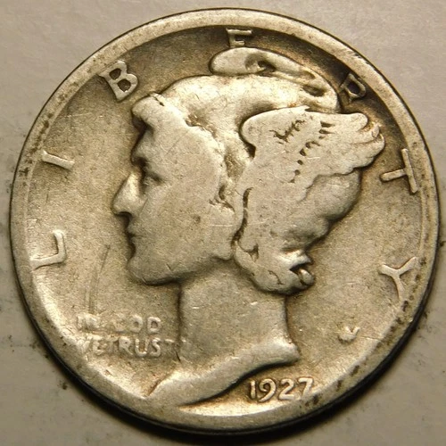 1927 D Mercury Dime G-VG "Actual Coin Pictured Not Cleaned, Polished or Dipped"