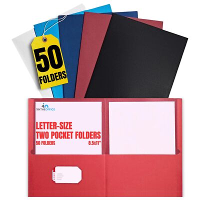Two Pocket Folders Assorted 2 Pocket Folder Leatherette Portfolio 50 Pack