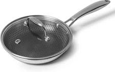 HexClad Hybrid Cookware 8 Inch Frying Pan with Cooking Lid, Stay-Cool Handle,