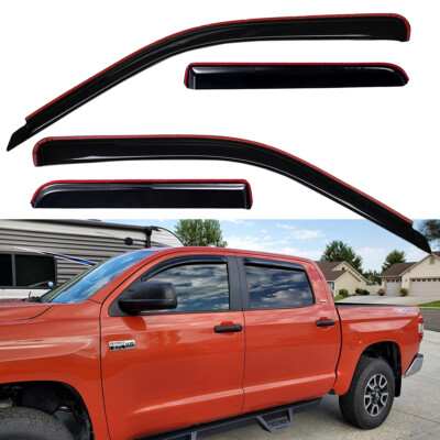 For 2007-2021 Toyota Tundra Crewmax Cab In-Channel Smoke Window Vent Visors