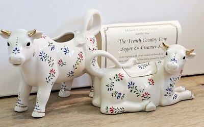 Lenox ''The French Country Cow Sugar and Creamer Set/Exquisite Fine Ivory China