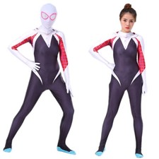 Spider-Man Into the Spider-Verse Gwen Women Girl Cosplay Costume Zentai Suit