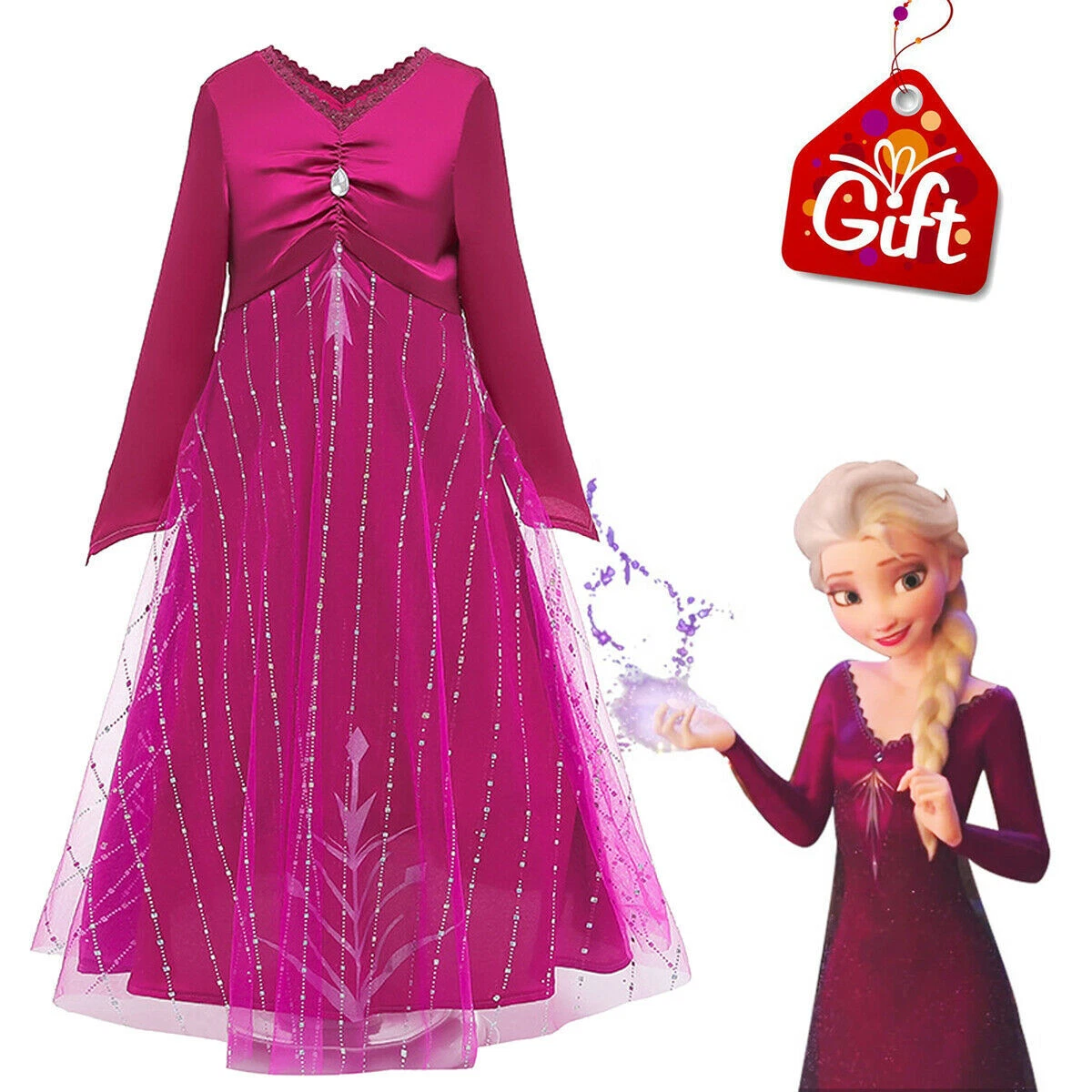 princess polly baby blue dress Girls Elsa Frozen Inspired Dress Outfit – SkipStars main image 0