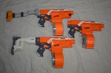 Nerf N-Strike Elite Stryfe Blue And Orange Blasters w Drum Mags Lot of 3