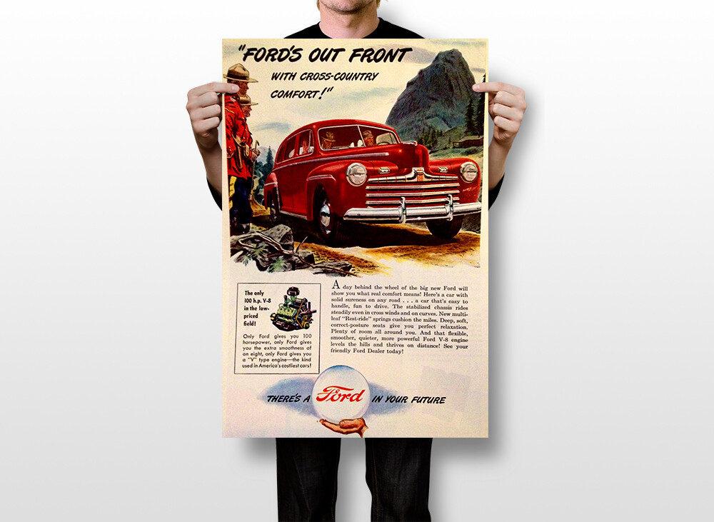 Classic Ford Car Original Vintage Wall Art Home Decor