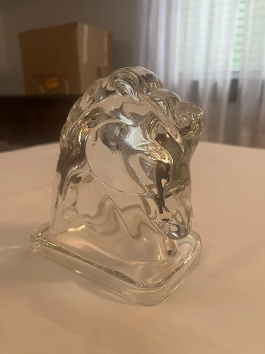vintage federal glass clear horse bookend. Just one.