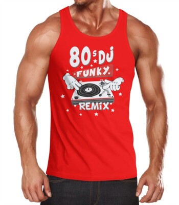 Mens Tank Top Funky DJ Remix Turntables Comic Hands Muscle Shirt Muscle Shirt
