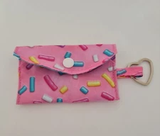 Card holder / coin purse sprinkles print with keyring