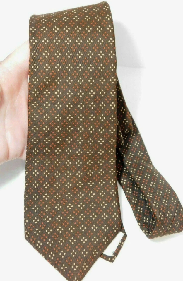 Corbata de lunares marrón rojo beige libreta de Londres de Elerkley vintage para hombre Foto 2 de 4