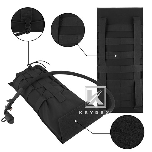 KRYDEX 3L Water Bladder Tactical Hydration Carrier MOLLE Panel for Vest Black - Picture 13 of 21