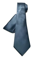 Brand Q Skinny 2.75” Microfiber Tie Necktie & Pocket Square Solid Blue NWT