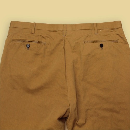 Camoshita Khaki Textured Cotton/Silk Single Pleat Trousers Pants 52 36 Japan - Picture 5 of 7