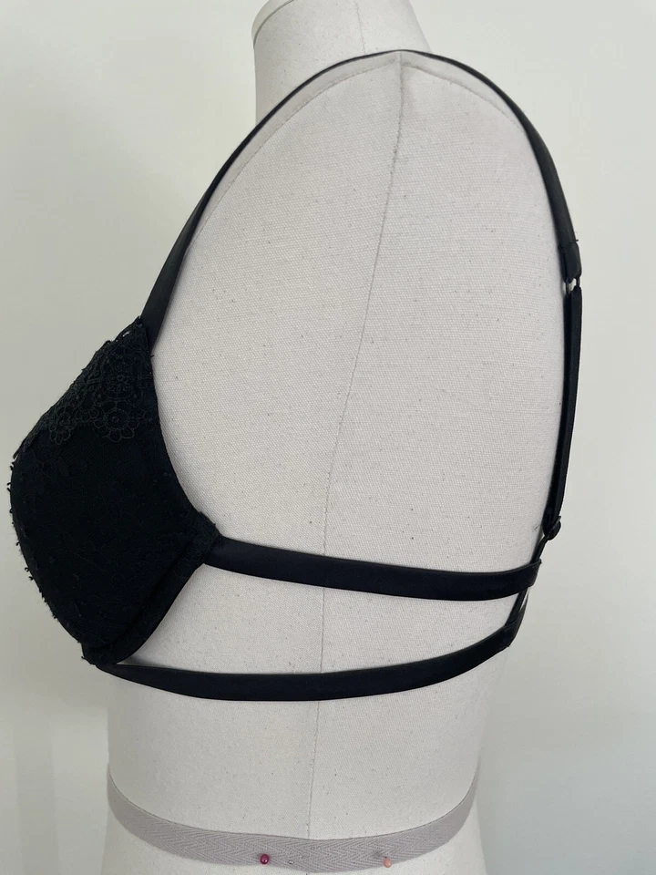 La Perla 2 размер 34D бюстгальтер черный UW кружева пуш-ап LPD90564 Италии боковые ремни - Изображение 3 из 4