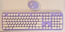 Ubotie WIRELESS KEYBOARD  MOUSE Set 104-keys full size Sweet Purple  White