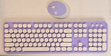 Ubotie WIRELESS KEYBOARD & MOUSE Set 104-keys full size Sweet Purple & White