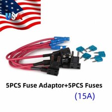 5 Pack Car Add-a-circuit Fuse TAP Adapter Set, Mini ATM APM 15A AMP
