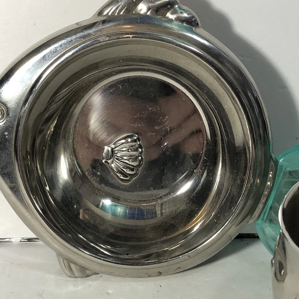 Taza y plato de pescado de acero inoxidable Reed & Barton 18\8 Foto 3 de 4