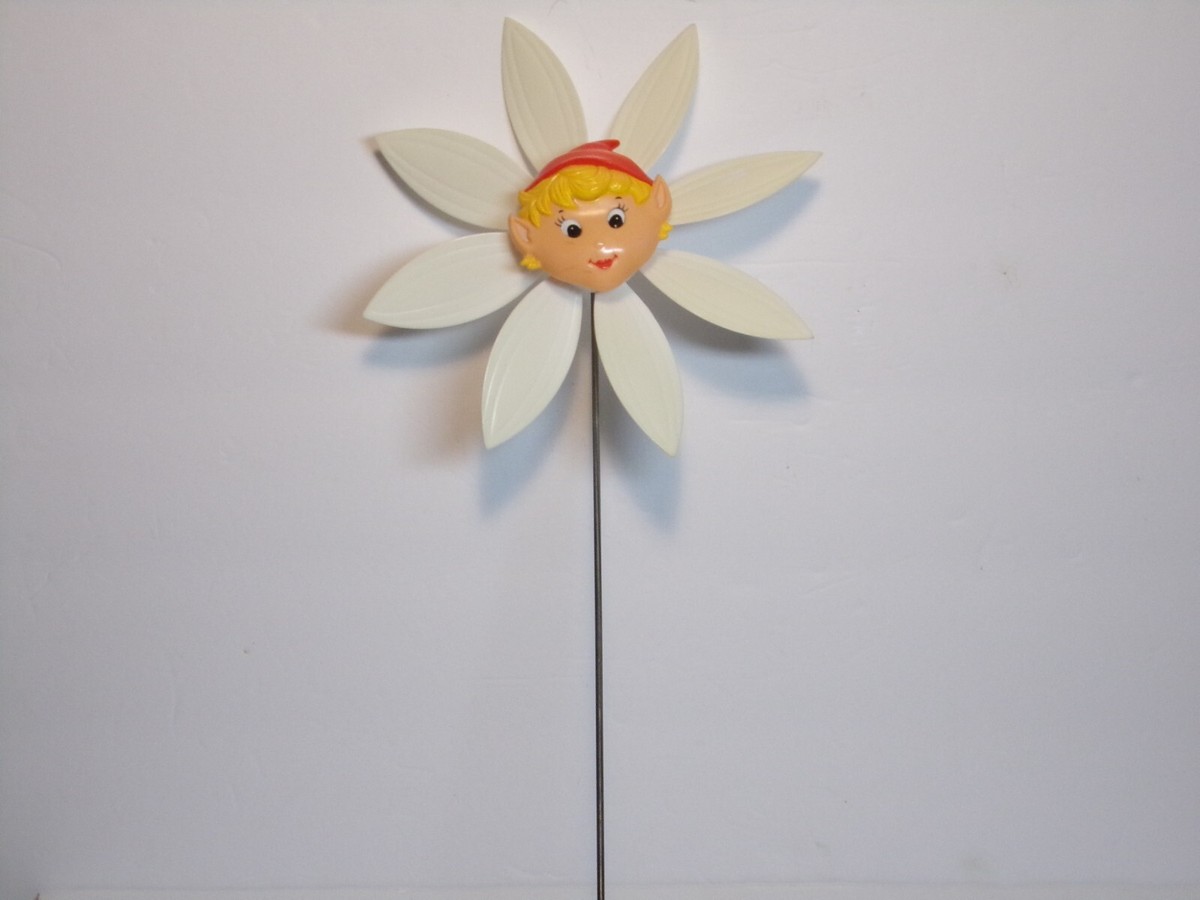Vintage 1992 Artline Flower w/Pixie Face Pinwheel Garden