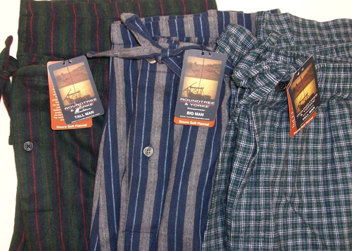 Roundtree & Yorke Plaid Striped Douro Soft Portuguese Flannel Pajamas Pants  NWT