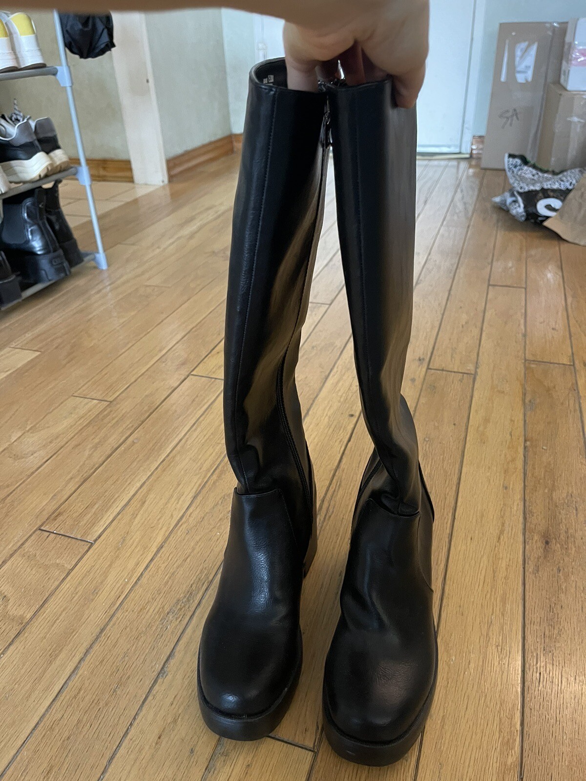 tall black boots 7.5 womens image 2