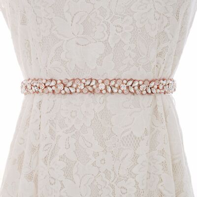 Handmade Crystal Pearl Bride Sash Belt, Rhinestone Applique Wedding Dress Belts