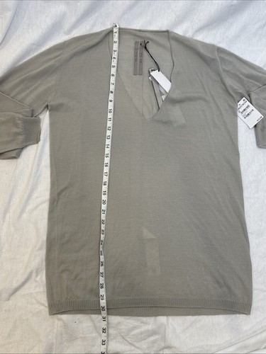 NWT Rick Owens Oversize Deep V-Neck 100% Wool Sweater - One Size - Pearl Color - Picture 16 of 18