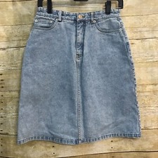 Tommy Hilfiger Size 6 Denim Jean Skirt Light Wash Cotton Midi 5 Pocket 27" Waist