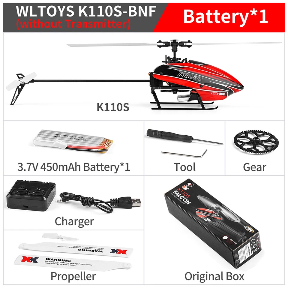 Wltoys XK K110S 6CH 3D 6G System Single Paddle Brushless RC Helicopter Aircraft - Image 4 of 4